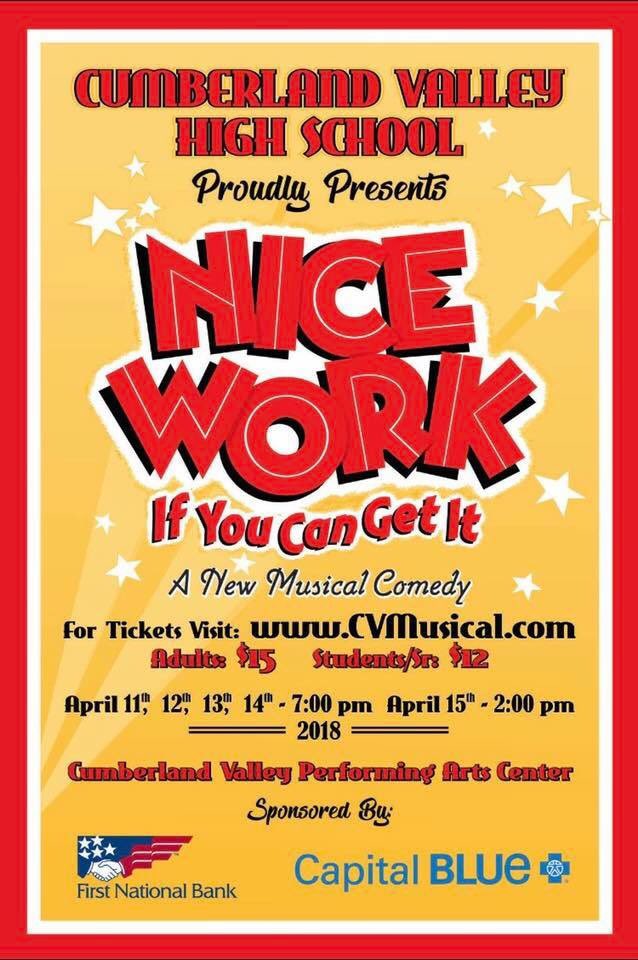 CVmusical's tweet photo. Tickets are on sale NOW for #CVNiceWork! Head on over to https://t.co/TXIq2echqO to get your tickets before they’re gone! https://t.co/Tb2YpQykTA
