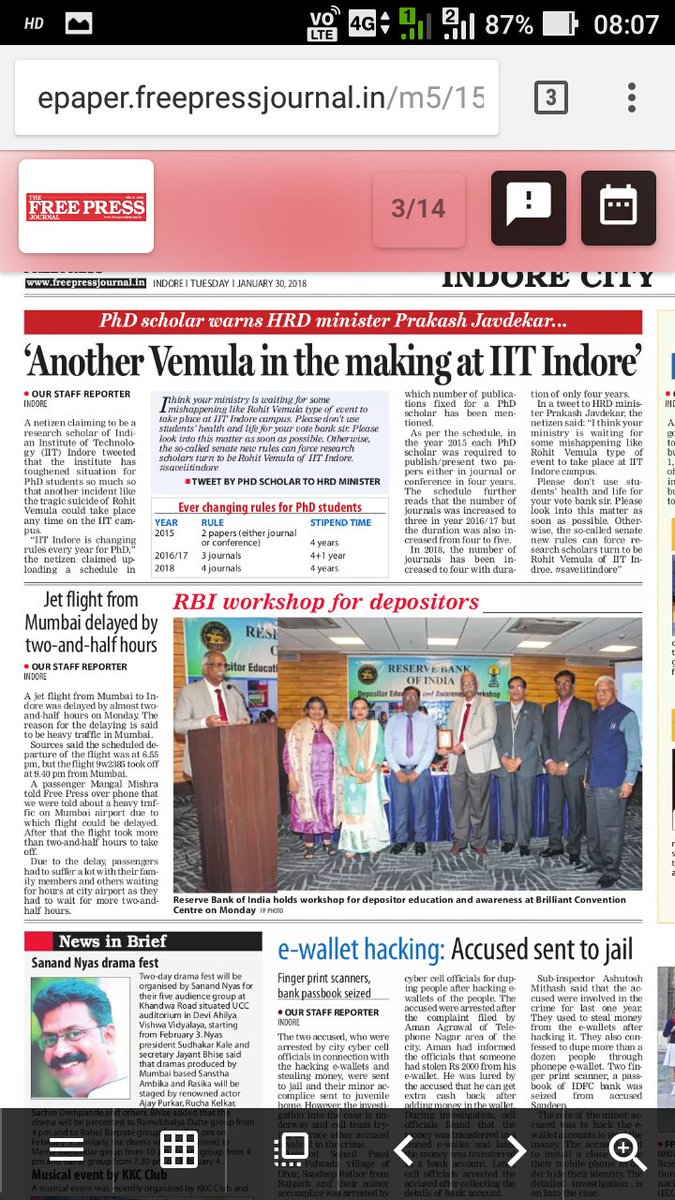 Introvertiitian's tweet photo. Plz take action before any phd student get so much pressure to play with his/her life.
#saveiitindore @narendramodi @smritiirani @PrakashJavdekar @sanjaybando @Ajaypiramal24 https://t.co/NLe7ImycPJ