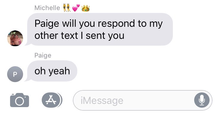 LauraFelczak's tweet photo. When you get called out in the group text https://t.co/aWgpWcbMnO