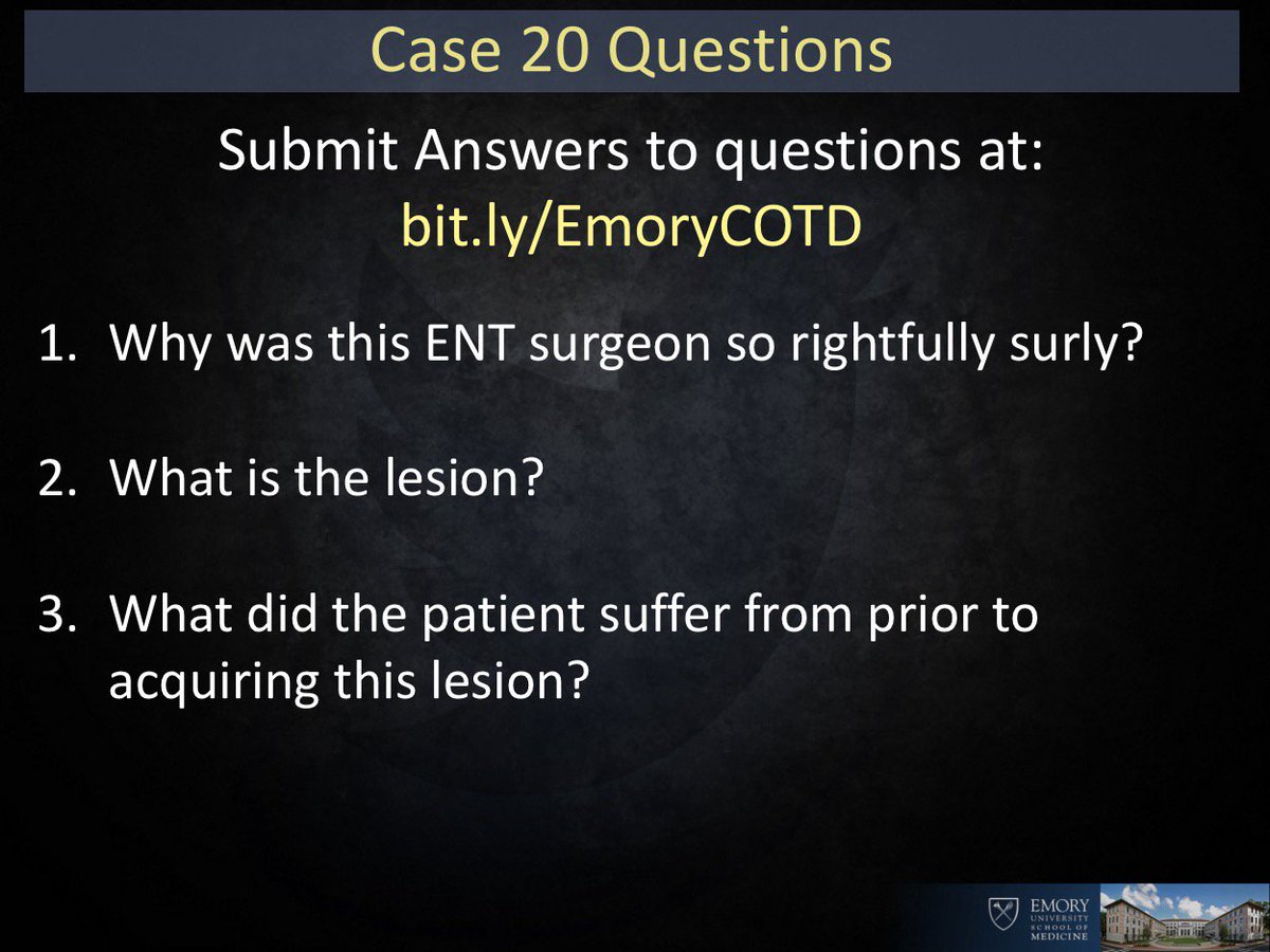 RyanBPetersonMD's tweet photo. Emory Radiology COTD #20
History: Called by surly ENT surgeon for 2nd opinion of "laryngeal lesion” on outside study
Please don’t reply with answers
SUBMIT answers to https://t.co/PFsmZFH5a9
Answer posted in 24 hrs
#ENTrad #NeuroRad #FOAMRad #RadRes #FOAMed #EmoryRadCOTD https://t.co/XfmuTfHkX4