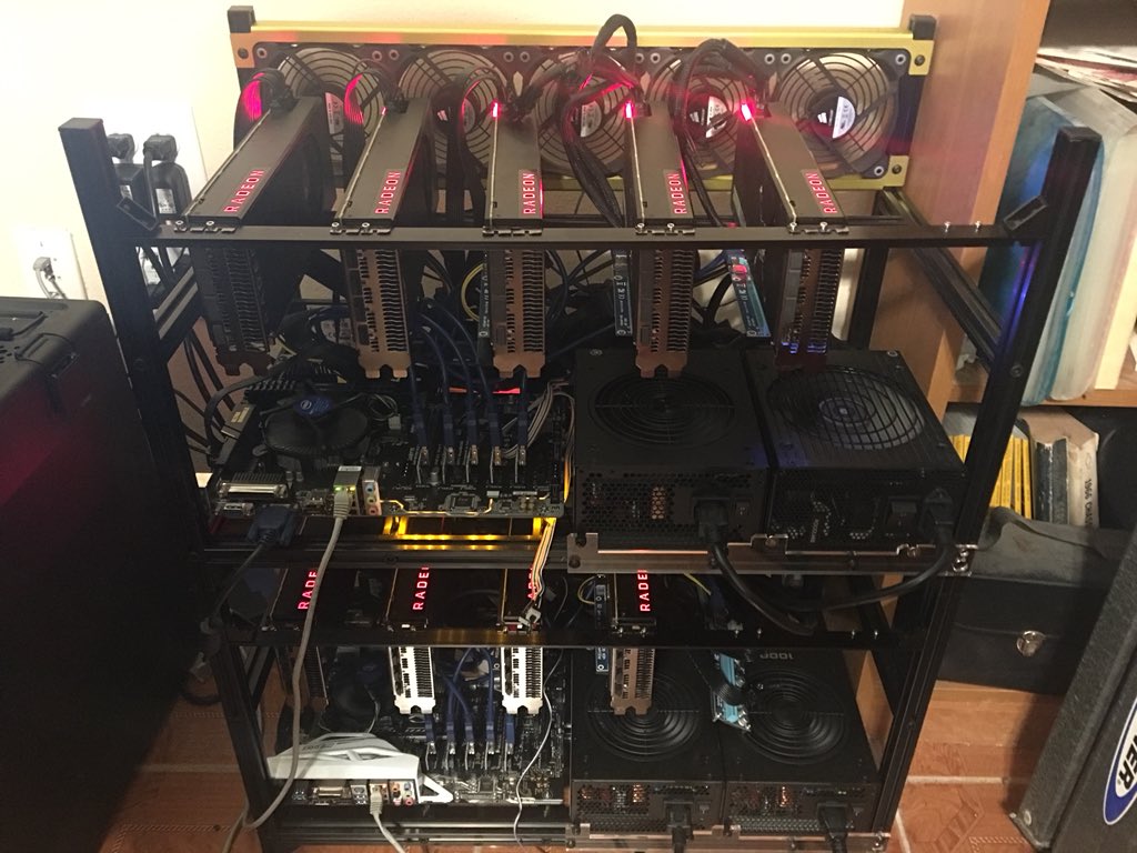 Finally got half of my #vega56 cards switched over to mining #Monero directly, instead of using #NiceHash. Let’s see which one performs better. I’ll be starting some blog posts on #cryptomining coming soon!@EncryptCorp