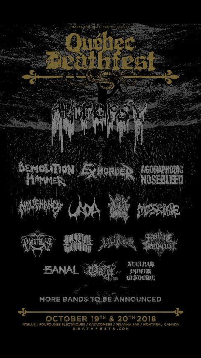 MsNReifert's tweet photo. Just announced!! #Autopsy playing #quebecdeathfest this October!! #Deathmetal https://t.co/u2z2tpGq68