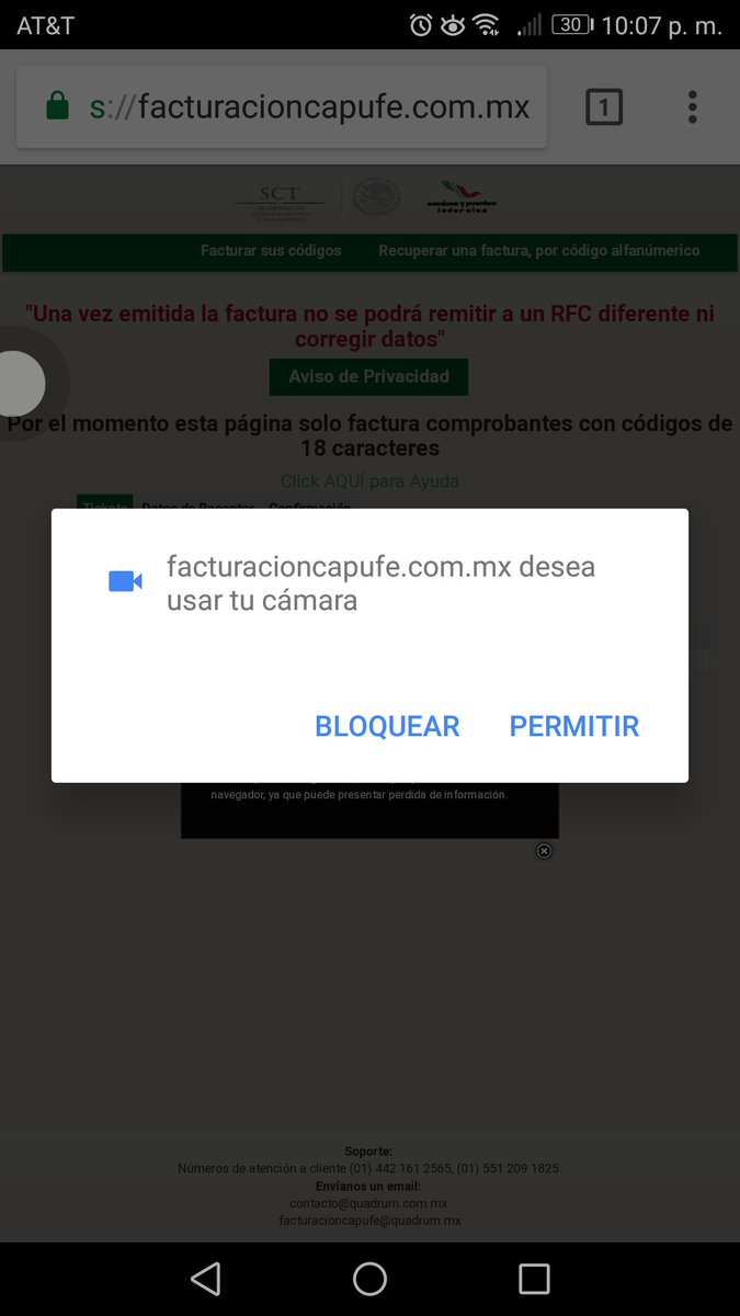 Rod_Bar's tweet image. Alguien sabe por qué la página de facturación de  @CAPUFE quiere acceso a la cámara