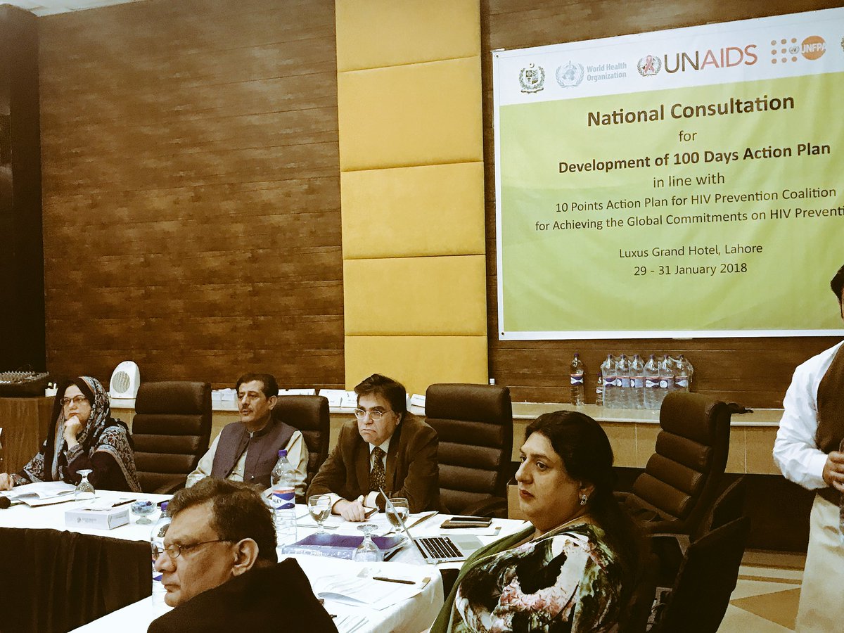 FahmidaIqbal's tweet photo. Happening now: Second day of #National #Consultation for #Development of 100 Days Action Plan together with #NACP #PACPs #CSOs #WHO #UNFPA #UNAIDS #APLHIV
We will discuss today 6-10 Action Points out of 10 Action points. https://t.co/0wWdnI8EGi