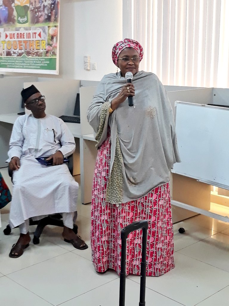 Haj. <a href="/HafsatMohBaba/">Hafsat M Baba</a> making her remarks, stressing the importance of Agriculture, especially in unconventional farming systems to Women and youth. She shares her experience at the 109th Pennsylvania Farm Show which she attended in early January and the need to emulate them.