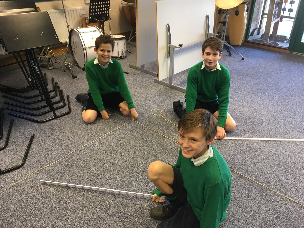 ThorngroveMaths's tweet photo. Pythagoras in action, building our rectangle with a piece of string and a theory!! https://t.co/HsUtPDPELp