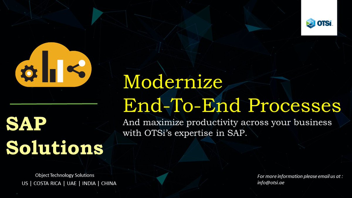 otsi_uae's tweet photo. Modernize end-to-end processes and maximize productivity across your business with OTSi’s expertise in SAP. https://t.co/VkYIyOThek #SAP #OTSiMiddleEast https://t.co/gdv7OWd49h