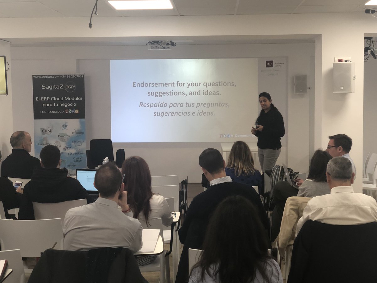 Zoho's tweet image. Hola from Madrid! 👋  #ZohoCommunity @Meetup co-hosted with our official partner @sagitaz_en on #ZohoCRM&apos;s tips &amp;amp; hacks.