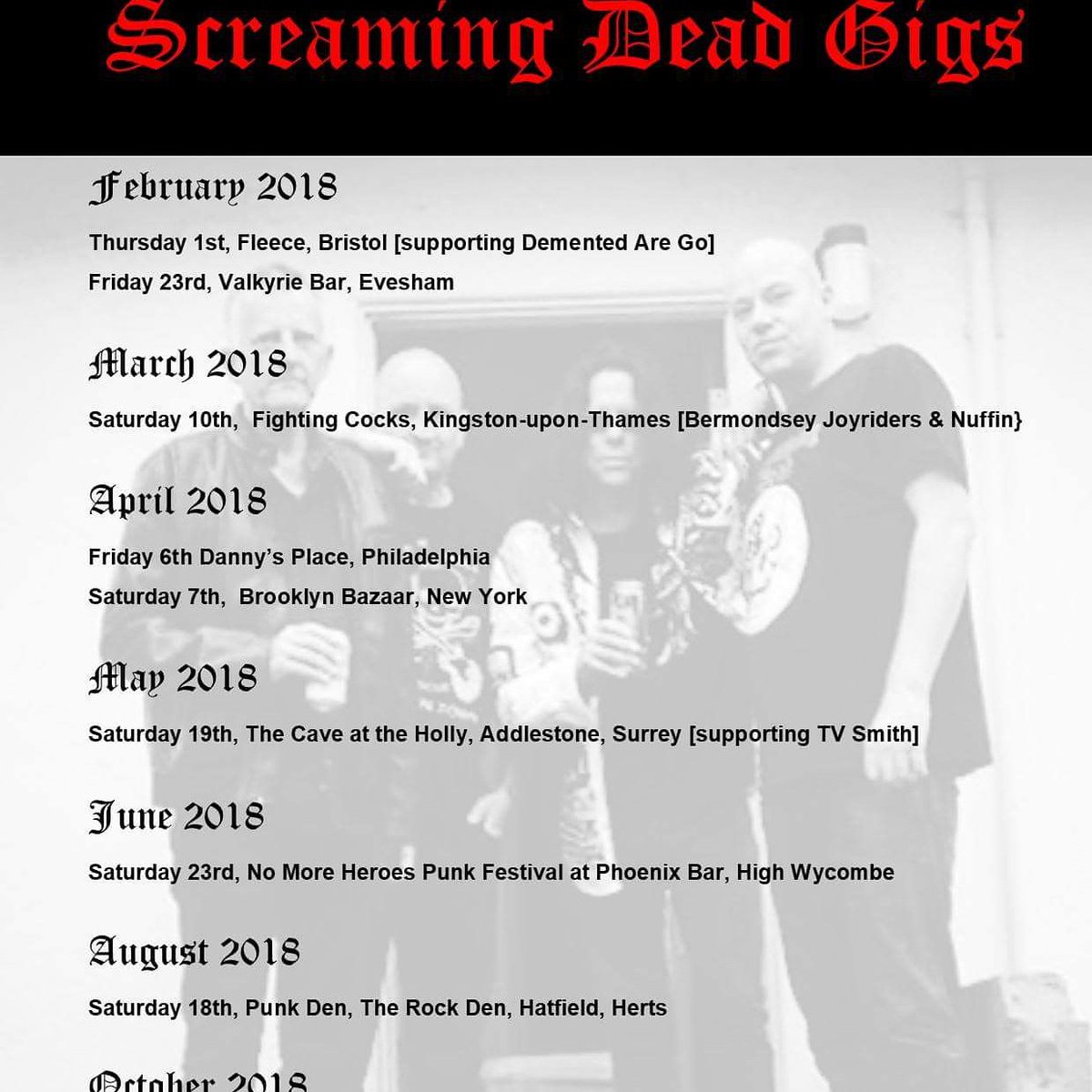 SDeadBand's tweet photo. New gig dates added #horrorpunk #screamingdead https://t.co/aNoDbs7Kz5
