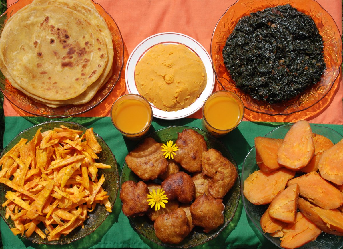 FACT!
The entire #sweetpotato plant can be eaten. Leaves make for #nutritious #food even before the #roots are ready for #harvest.  #OFSP #Nutrition #Health #EndHunger #InvestinNutrition.