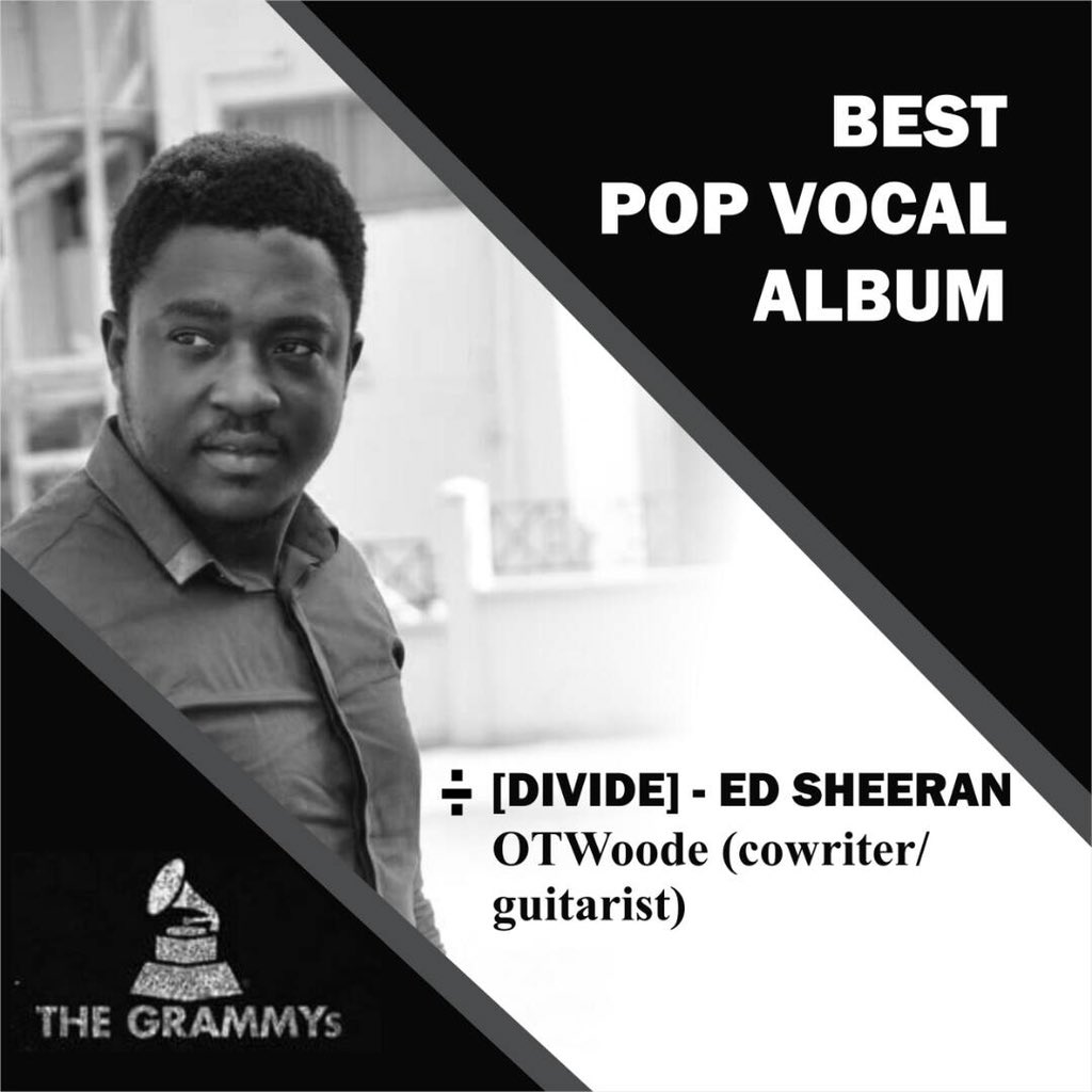 OTWoode's tweet photo. Proud to say I am a co-writer on this GRAMMY award winning album. Big up to @teddysphotos_s @FuseODG @killbeatz....not too late to feel da sound of ma guitar in there. Lol #bibiabeyeye #gratefultoGod #TINA #GrammyAwards #GRAMMYs https://t.co/r83SE9S2rH
