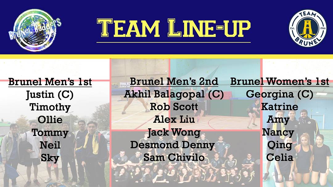 Tomorrow's matches:
Men's 1st v Imperial 2nd
Men's 2nd v Surrey 3rd
Women's  1st v King's  College 2nd

#teambrunel