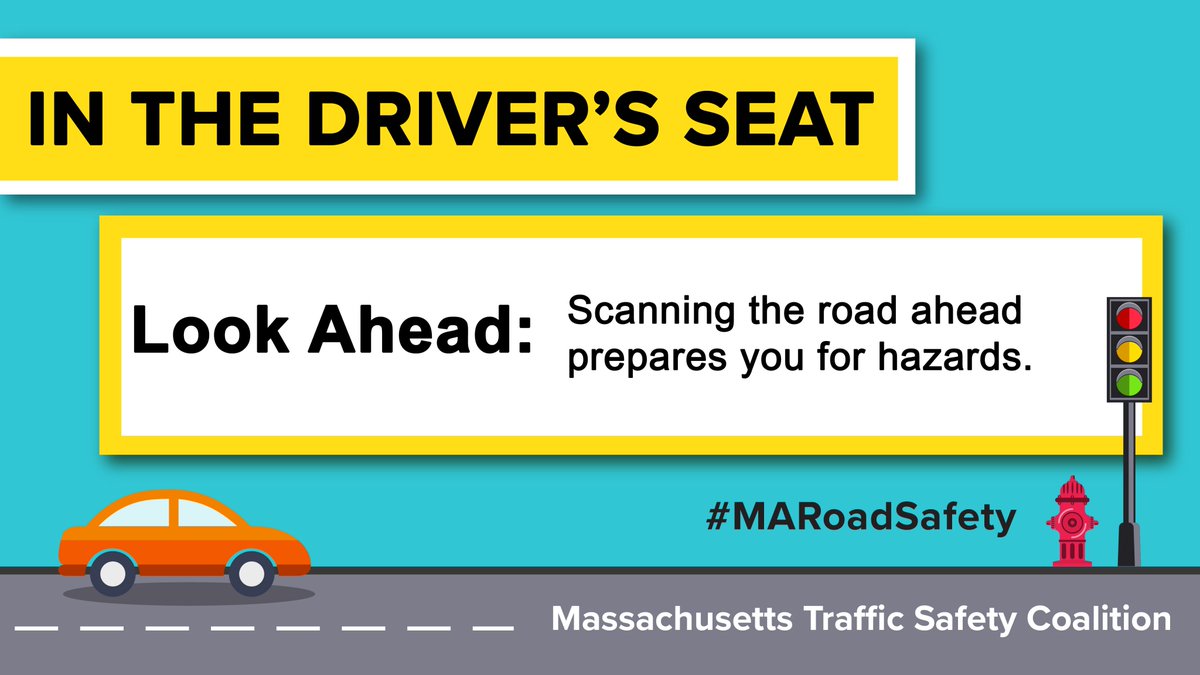 Scanning the road ahead prepares you for hazards in advance.  Avoid staring only at pavement directly in front of your vehicle, try to focus 10-15 seconds down the road.  You will see potential dangers in time to react. #MARoadSafety Facebook.com/MATrafficSafet…
