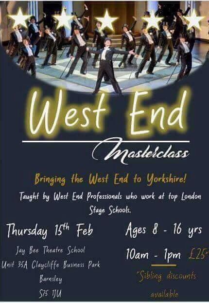 JBTheatreSchool's tweet photo. YORKSHIRE DANCERS!... 🎭⭐️
Check out this upcoming West End Masterclass! 
15th February, led by West End professionals - BOOK NOW! 
#dance #yorkshire #barnsley #westend #masterclass #professional #february #halfterm #class #perform #musicaltheatre #showbiz #musicals #stage https://t.co/r5Uvl6Xjo3