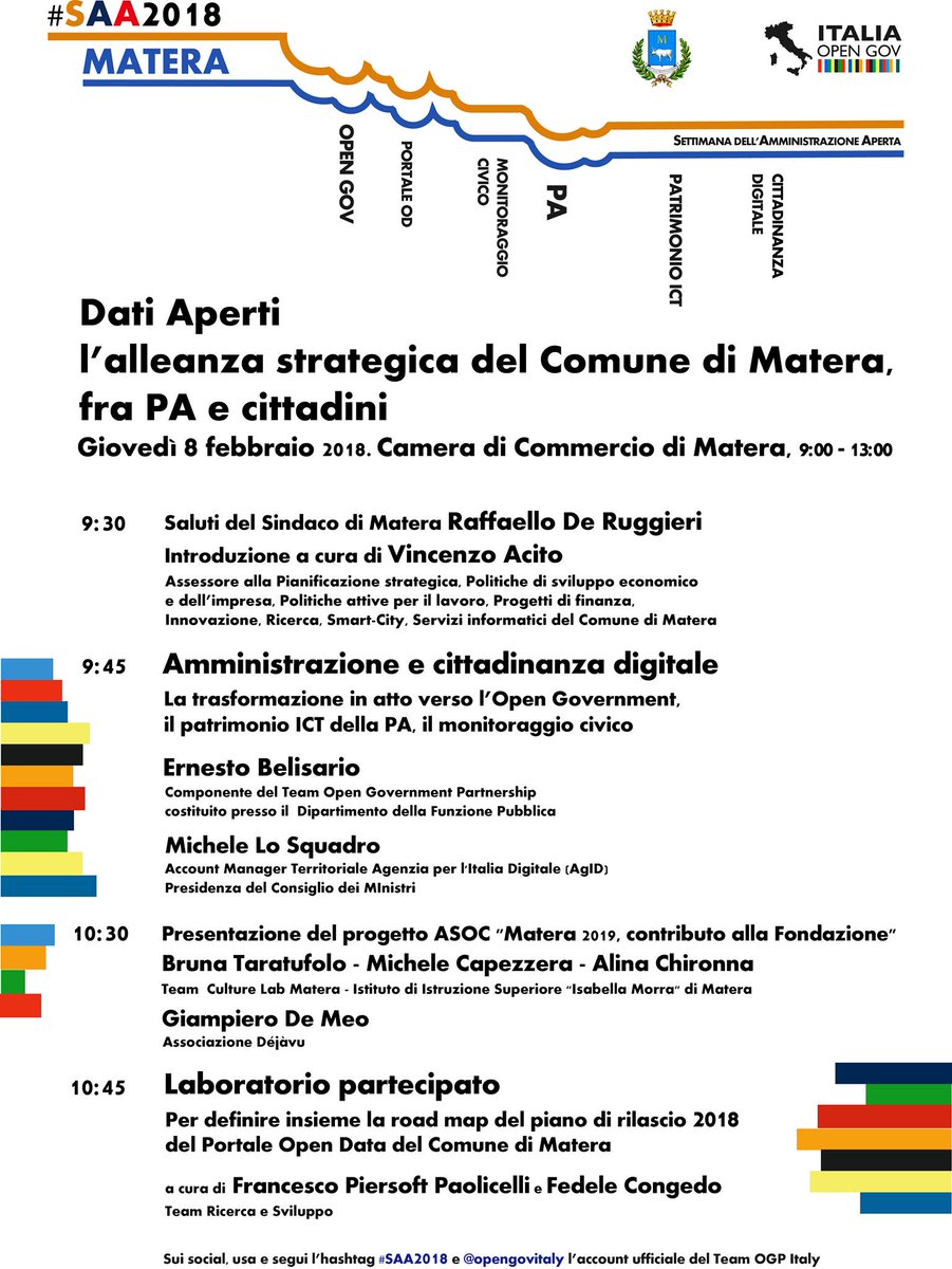 Piersoft's tweet image. Anche il @comunedimatera farà la sua parte per #SAA2018 . Con @diritto2punto0 di @opengovitaly e #michelelosquadro di @AgidGov , con @FedeleCongedo e con la comunità tutta, stringeremo nuovo patto fiduciario, anche per percorso di @Matera2019 . Presenteremo nuovo @opendatamatera