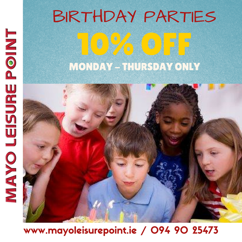 Mayo Leisure Point (@bowlingmayo) on Twitter photo 🎉 SPECIAL OFFER 🎉 
For the month of February ONLY.
10% OFF ALL Birthday Parties on Monday - Thursday.
Contact Us Today To Book -> 
mayoleisurepoint.ie
094 90 25473 🎉 SPECIAL OFFER 🎉 
For the month of February ONLY.
10% OFF ALL Birthday Parties on Monday - Thursday.
Contact Us Today To Book -> 
mayoleisurepoint.ie
094 90 25473