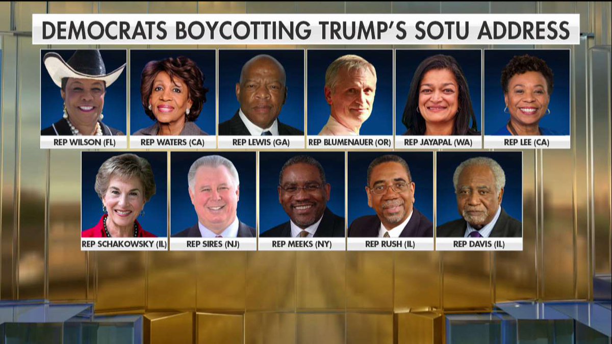FoxNews's tweet photo. Democrats Boycotting Trump's SOTU Address https://t.co/iBrWjALyh1