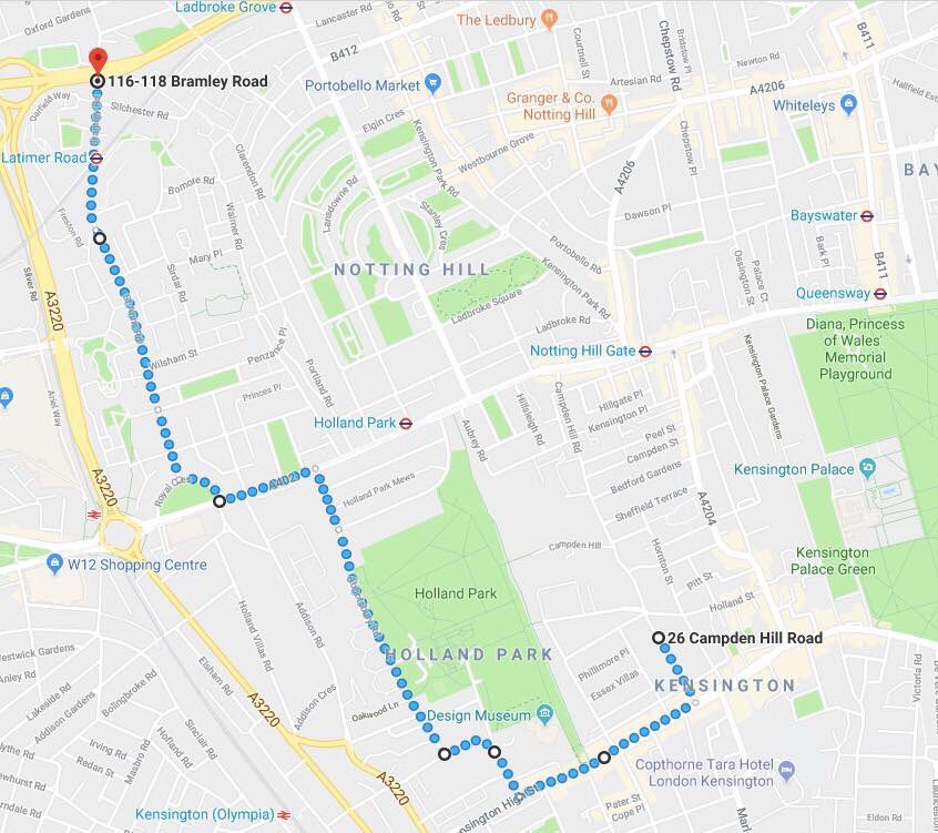 The New #SilentWalk Route. See you on the 14th Of each month at 17:30pm at Kensington Town Hall. If you can’t join us then, feel free to join at any part of the Route.