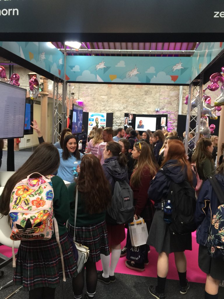 IWish_ie's tweet photo. The #iWish18 exhibition area is buzzing now too as students engage with industry after hearing from female role models in #stem #ifnotyouthenwho @zendesk @janssenIE #Biopharmachem https://t.co/kTR5s4z2lw