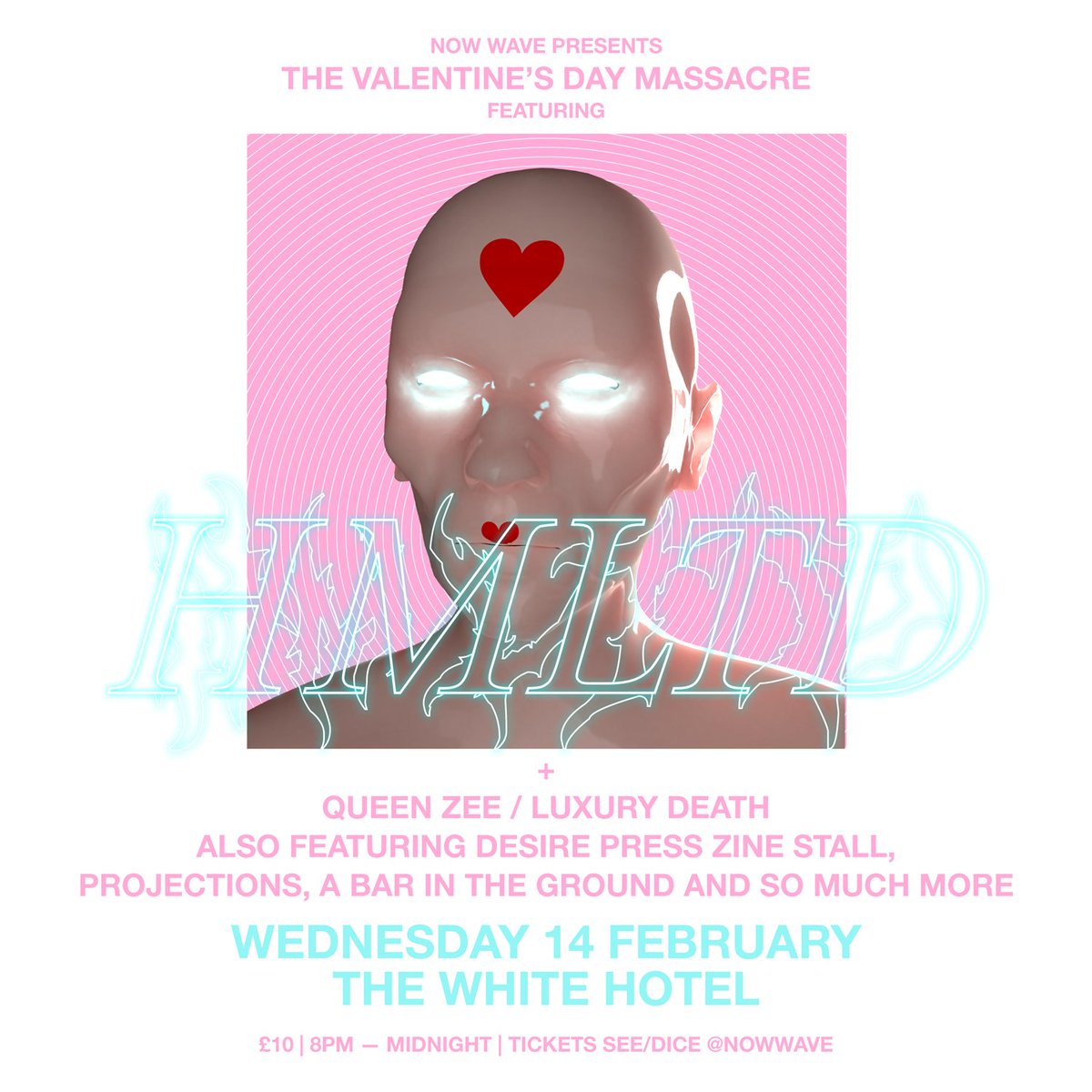 SUPPORTS ANNOUNCED FOR <a href="/HMLTD/">HMLTD</a> AT THE WHITE HOTEL........ <a href="/queenzeeuk/">QUEEN ZEE</a> + <a href="/luxury_death/">Luxury Death</a> JOIN THE BILL.
TICKETS STARTING TO RUN LOW.