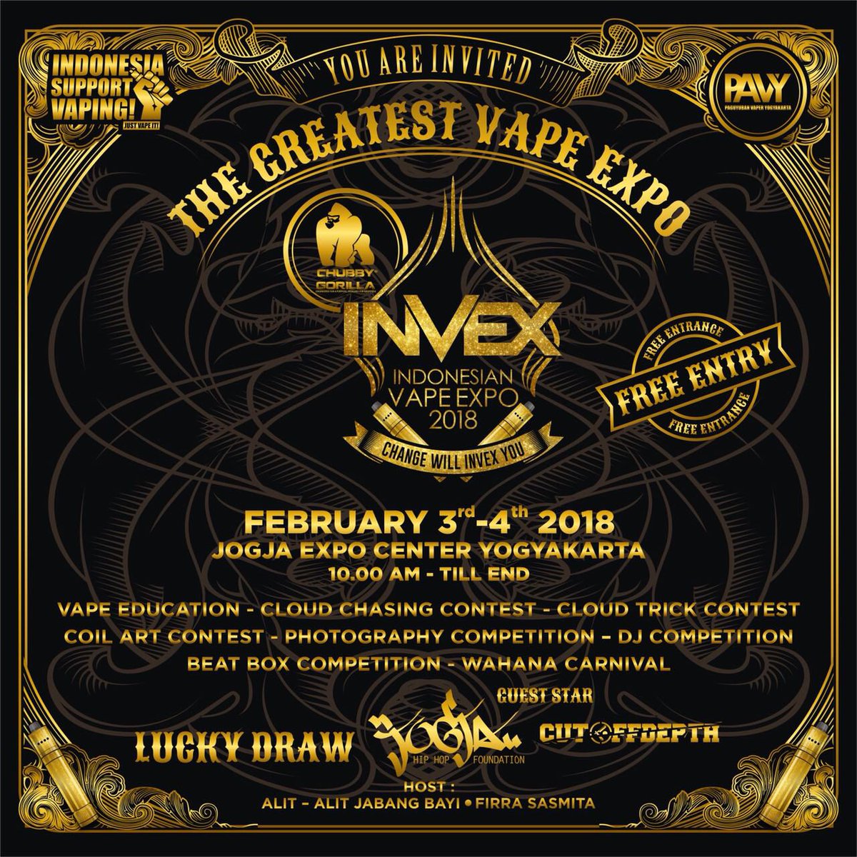 Halo Sedulur semua!
Mari jumpa lagi dengan kami:
•
INVEX 2018
Jogja Expo Center
Minggu 4 Februari 2018
•
Mari Sedulur 🙏🏻
#javahiphop
#invex2018