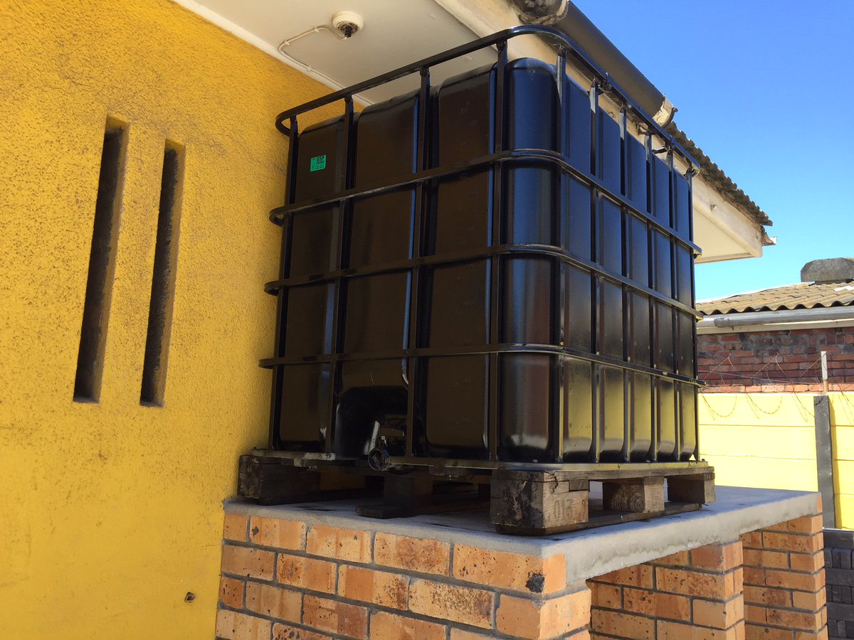 UnitedPavingCT's tweet photo. We have set up a rain water tank at the office to help save water. Here's hoping it will rain lots next week #defeatdayzero https://t.co/m2ShZ0C5Sr