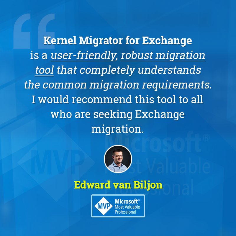 KernelRecovery's tweet image. Software Review: Kernel Migrator for Exchange

#KernelMigratorforExchange is a user-friendly, robust migration tool that completely understands the common migration requirements. I would recommend this #tool to all who are seeking #ExchangeMigration. collaborationpro.com/kernel-migrato…