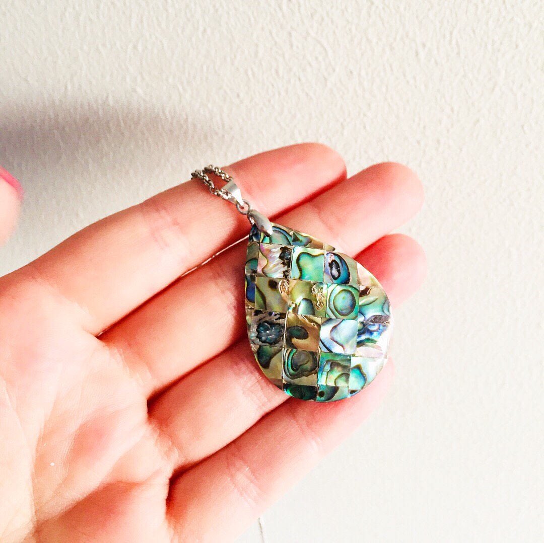 Mermaid pendant geometric necklace made from abalone shell, statement necklace #etsy #jewellery #necklace etsy.me/2ErCeXL