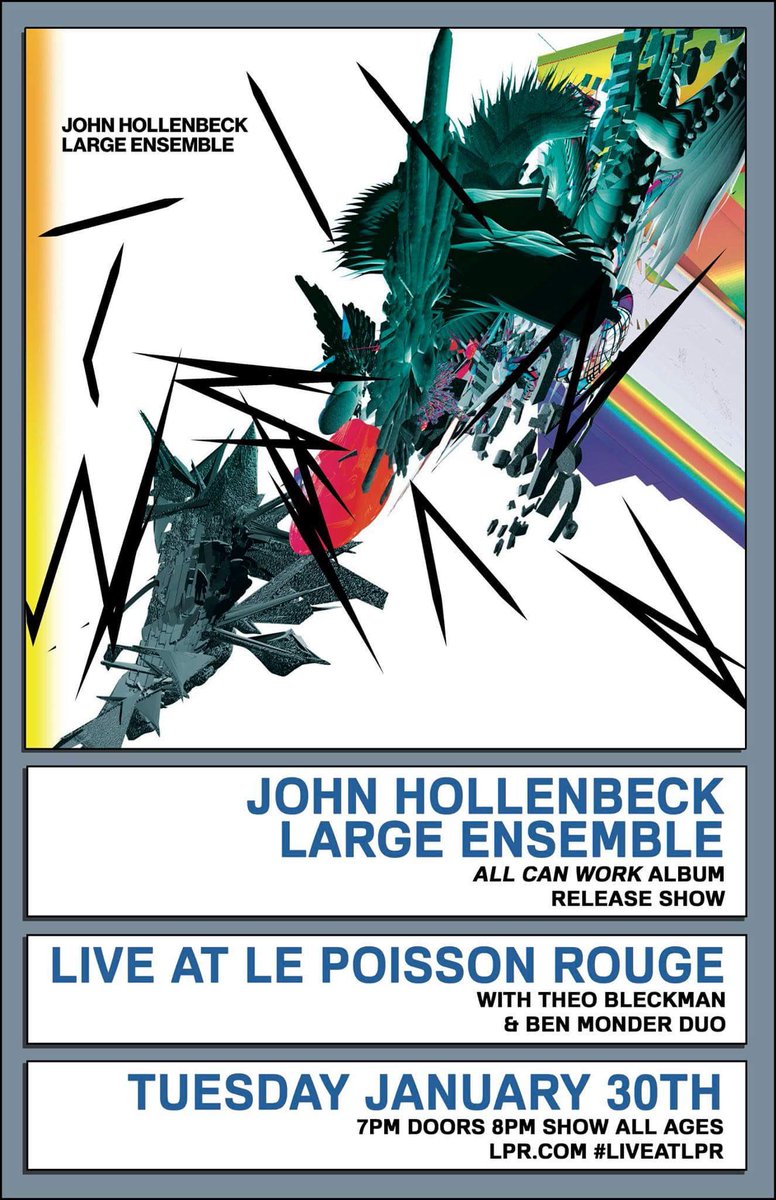 After a fun weekend at the Grammys celebrating music, it's back to work creating it.  I'll be doing just that tonight with the ever-creative John Hollenbeck Large Ensemble, performing music from the brand new album, "All Can Work."
