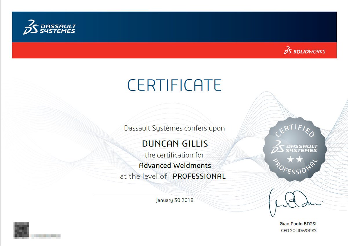 gilson_design's tweet photo. 3 down, 1 more to go. @SOLIDWORKS #SWW18 #QuestforCSWE
#advancedsheetmetal
#advanceddrawingtools
#advancedweldments https://t.co/xZPYygqZJb