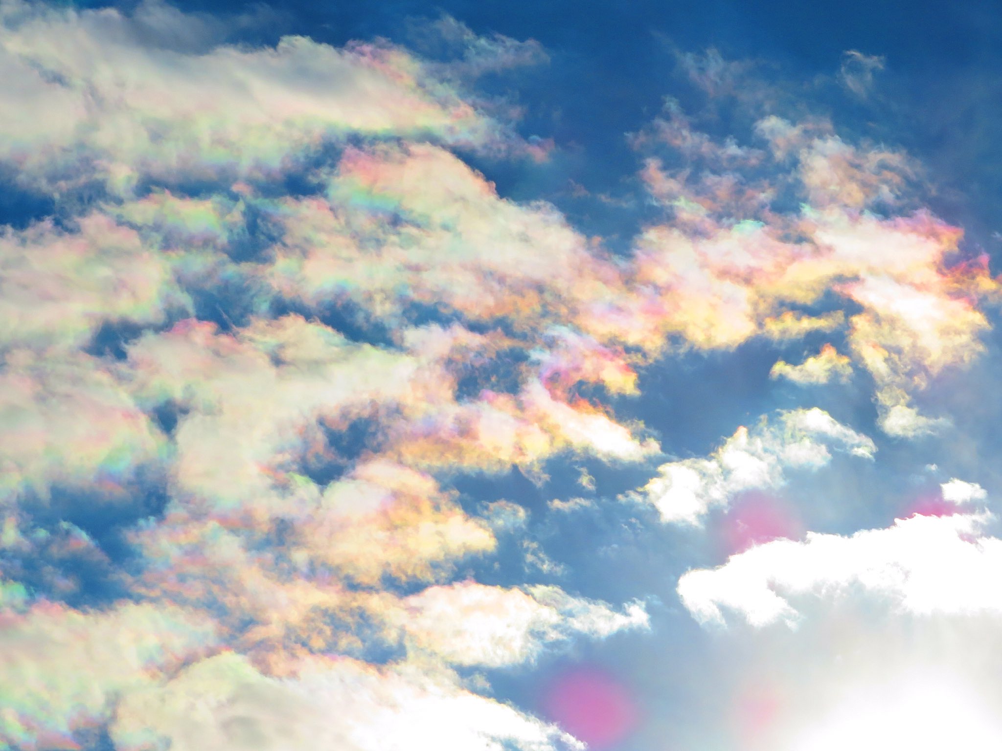 荒木健太郎 彩雲がすごかった 冬の風に乗った積雲系の雲たちが太陽の近くで彩り ダイナミックに空の キャンバスに虹色を描いてた 色も形も常に変化する 一期一会の空の虹色 幻想的な出会いでした T Co C5fe7fkb5d Twitter