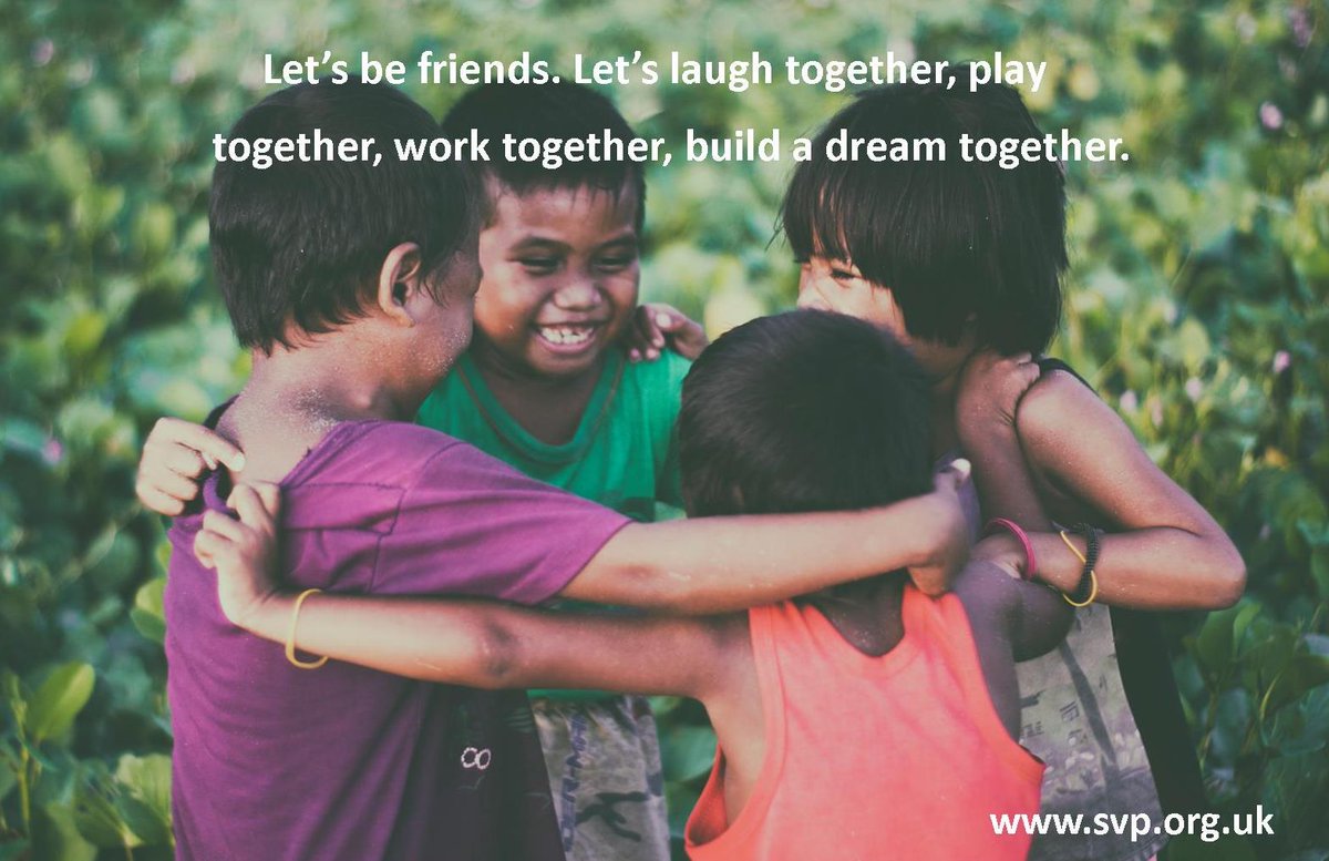 SVPEnglandWales's tweet photo. Today we're feeling grateful for friends! Let's laugh together, play together, work together, build a dream together. #LetsSayThanks for friends. #FeelingGrateful #gratitude https://t.co/Br9P5rbZim