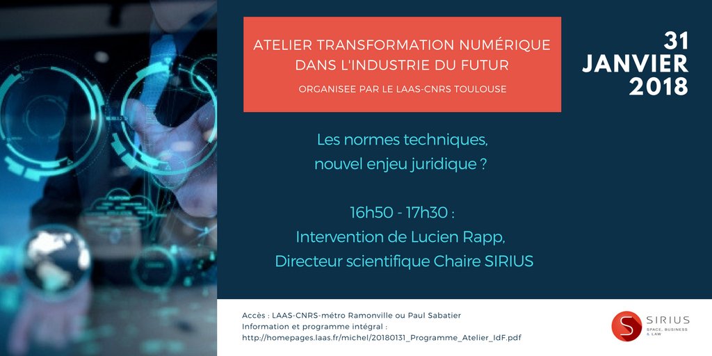 ChaireSIRIUS's tweet image. La #normalisation prend une importance forte dans l'#économie numérique et les relations industrielles. Comment protège-t-elle les frontières et les réseaux ? Comment est-elle devenue un objet de pouvoir ? Intervention demain de la @ChaireSIRIUS à l'atelier du @LaasCNRS !