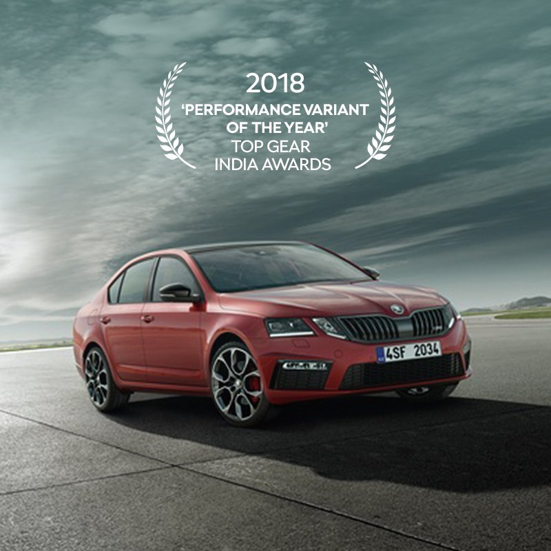 SkodaIndia's tweet photo. We are very pleased to announce that we have been bestowed with the Top Gear India- Performance Variant Of The Year 2018 award. #ReconnectWithGood @TopGearMagIndia https://t.co/ufUORplQOE