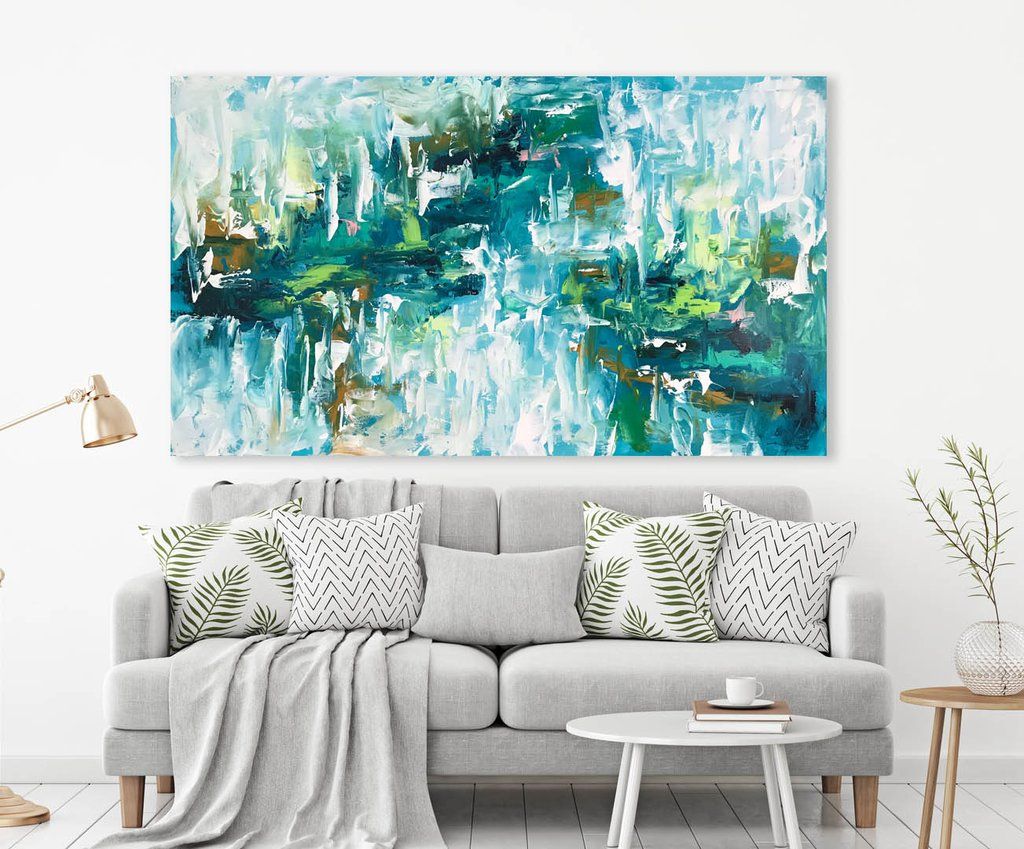 Freefall ✨ A large, original textured landscape painting with hues of teal, turquoise and green.  bit.ly/omarobaid-free… #abstract #artist #london #contemporaryart #londonart #abstractpainting #abstractart #omarobaid