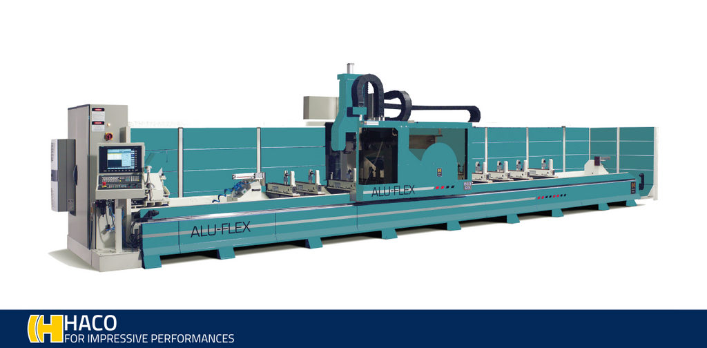 haco_com's tweet photo. The Alu-Flex is an ideal machine for finishing aluminium profiles nested over a full bar length. The machine is a Gantry machining center with a 4-axis milling motor of 12 kw, a tool turret of 12 places and mitre saw unit. Discover more : https://t.co/utRSEyUdl3 https://t.co/xEeNl540L4