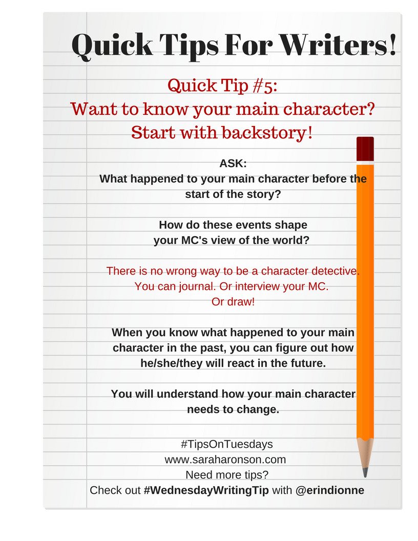 This week's #TipsOnTuesdays! Use the past to help predict story turns and emotions! #YouGottaDig #KnowYourCharacters #amwriting