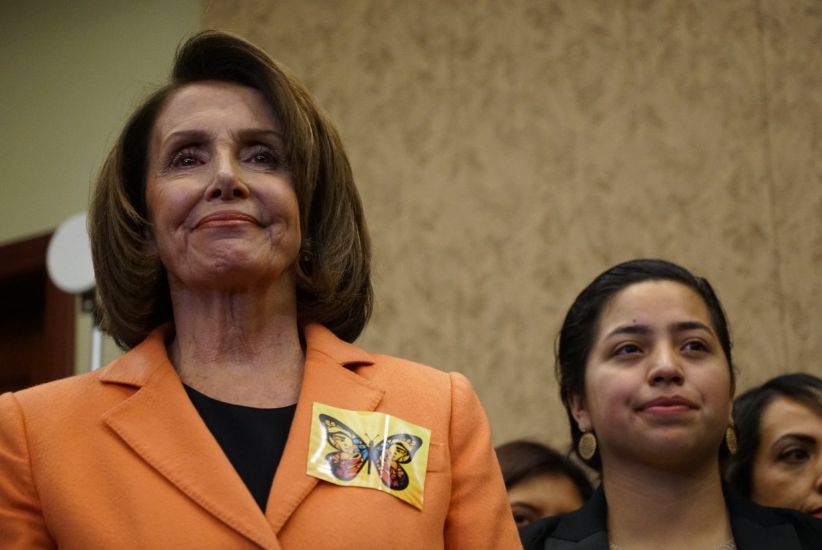 House Democratic Leader takes part in an event ahead of the State of The Union to show support for America's DREAMers.