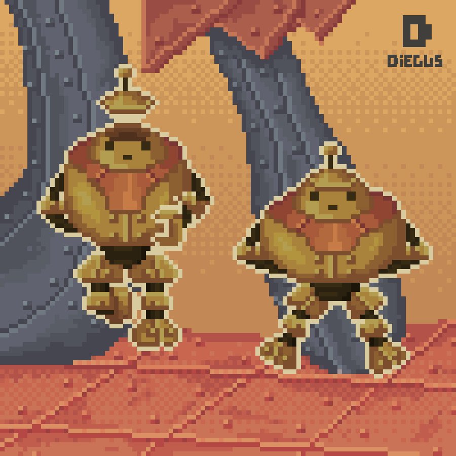 PixelDiegus's tweet photo. #DPX201801 Los gemelos de #Alicia, con una temática robots. #pixelart #pixel #videogame #game #gamedev #indiegame #gamedesign #art #digitalart #animation #design #ilustration #asprite #8bits #retro #diegus #twins #tarara #aliceinwonderland #robots #steampunkstyle https://t.co/sfVK7s1sQV