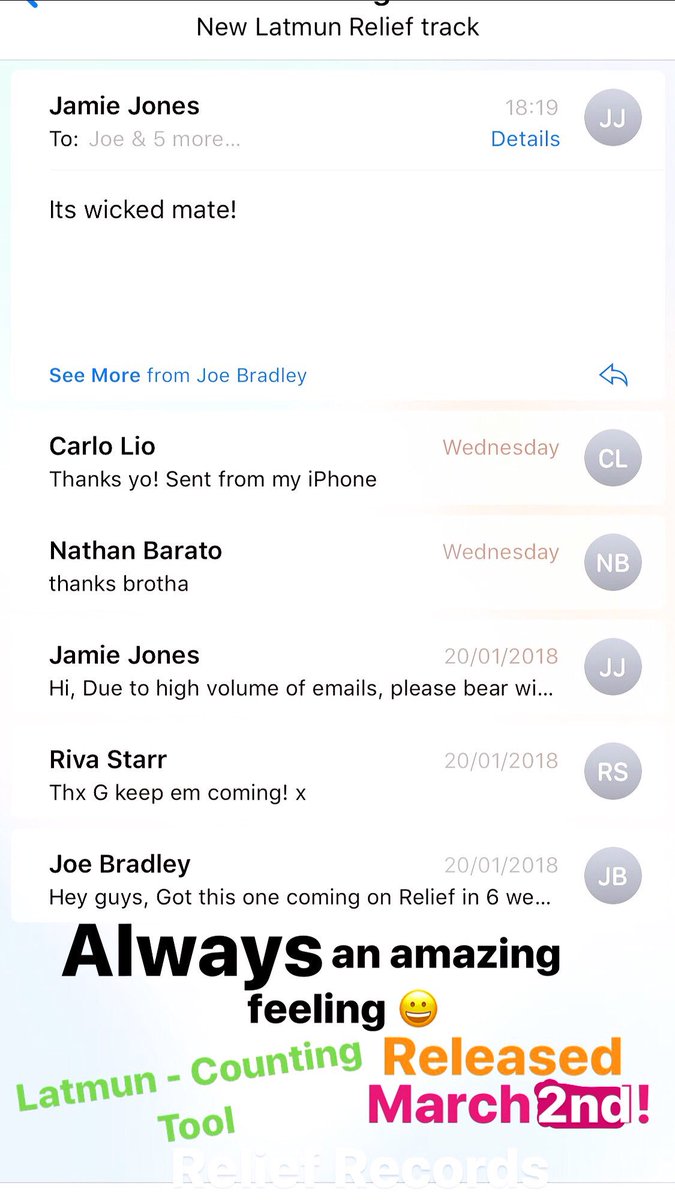 Always an amazing feeling with your favourites are supporting ❤️ coming March 2nd on <a href="/reliefrecords/">Relief</a> ‘Latmun - Counting Tool’