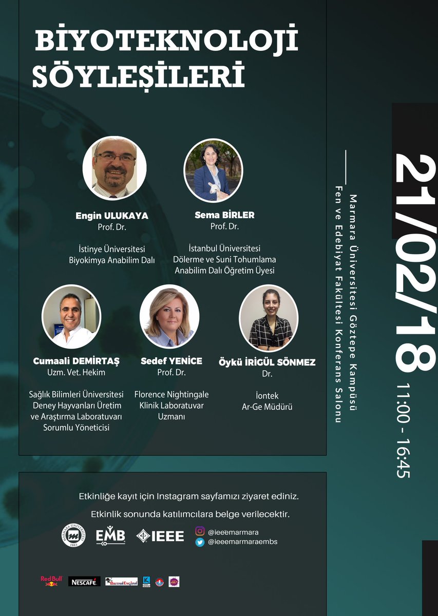 Biyoteknoloji ile ilgili merak ettiğin tüm soruların cevabını bulabilecegin "Biyoteknoloji Soylesileri" ne sayılı günler kaldı!

Etkinliğe kaydolmak için formumuz : goo.gl/forms/0julsEba…

Hertürlü sorunuz ve önerinizi dm den yollayabilirsiniz..