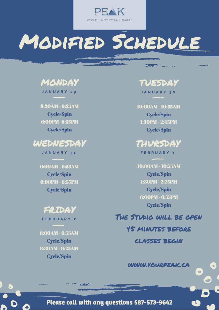 Check out this weeks schedule!!! Which class will you be coming to?!  #peakfitness #peakcycle #peakchestermere #peakyyc #yycfitness #yycyoga #yyccycle #findyourpeak #justkeepspinning