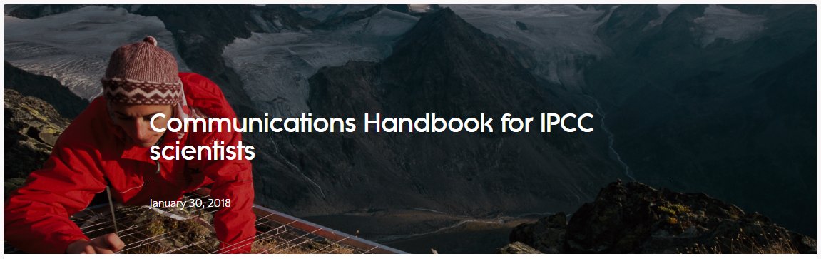 AGU_SciComm's tweet photo. @IPCC_CH just released a #scicomm handbook for their scientists b/c "...climate change doesn’t communicate itself." https://t.co/21sFKl95H3 #climatechange #scipol #outreach https://t.co/dyoNucX4gV