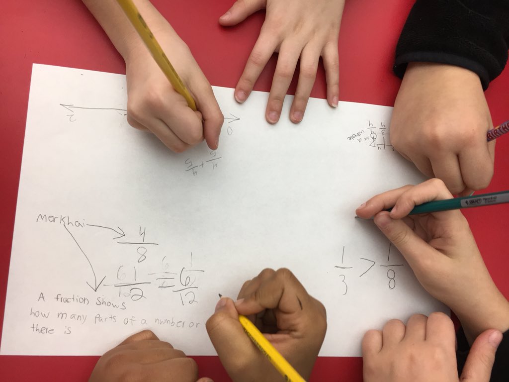 RBMSSchmitt's tweet photo. Day 1-what are fractions? Impressed with my 4th graders’ responses!! @pamela_brett #RBBisBIA https://t.co/o5aQTjNq64