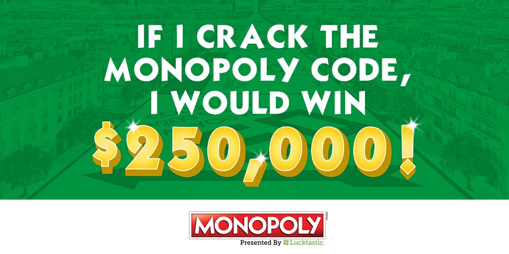 AlabasterMaiden's tweet photo. If I crack the MONOPOLY code, I would win $250,000! https://t.co/exFieTOCtu https://t.co/Ldtfhwd7nU