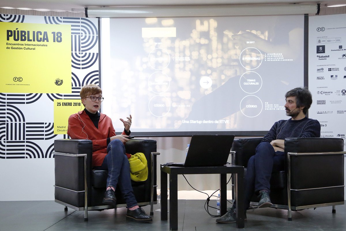 MorelliProd's tweet photo. Miguel Ángel Delgado (Morelli Producciones) y Miriam Hernanz (Lab RTVE) presentando el docuweb "La línea de sombra" en PUBLICA 18 Encuentros Internacionales de Gestión Cultural https://t.co/95xlexujjs