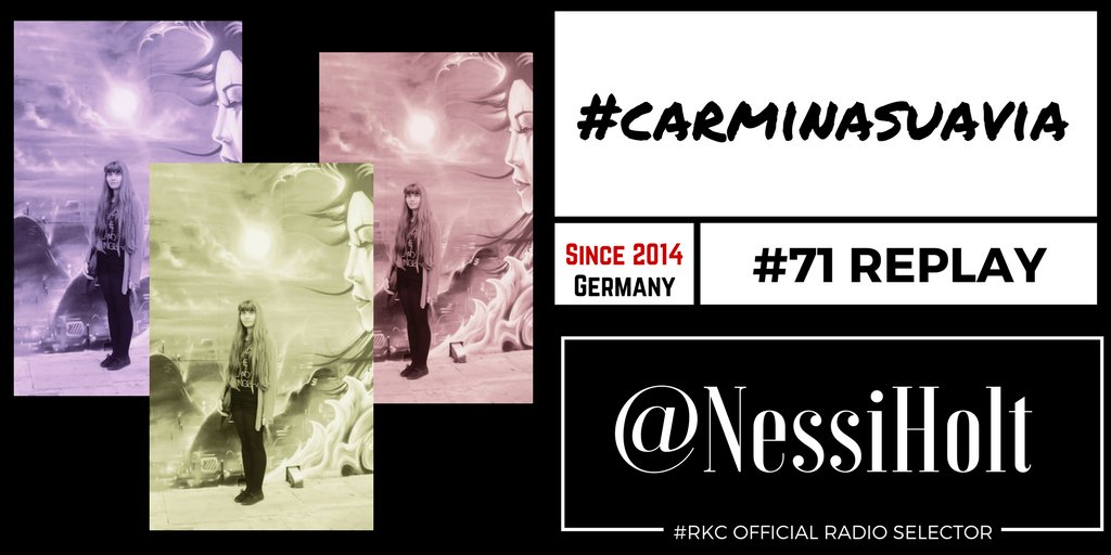 #π₯ππ (@radiokc) on Twitter photo TODAY
10PM UKβͺ5PM ETβͺ2PM PT
#carminasuavia #71 REPLAY
by <a href="/NessiHolt/">NessiHolt</a>
π» #RKC featuring
<a href="/RBRisers/">Rock Bottom Risers</a> | <a href="/RyanThomas_la/">RyanThomas</a> | <a href="/PolarisRose/">Polaris Rose</a> | <a href="/Forever_Cult/">Forever Cult</a> | <a href="/HighWireBrigade/">High Wire Brigade</a> | <a href="/staticinverona/">Static In Verona</a> | <a href="/declanjdonovan/">Declan J Donovan</a> | <a href="/camensuk/">CAMENS</a> | <a href="/lisahmitchell/">Lisa Mitchell</a>
.../... TODAY
10PM UKβͺ5PM ETβͺ2PM PT
#carminasuavia #71 REPLAY
by <a href="/NessiHolt/">NessiHolt</a>
π» #RKC featuring
<a href="/RBRisers/">Rock Bottom Risers</a> | <a href="/RyanThomas_la/">RyanThomas</a> | <a href="/PolarisRose/">Polaris Rose</a> | <a href="/Forever_Cult/">Forever Cult</a> | <a href="/HighWireBrigade/">High Wire Brigade</a> | <a href="/staticinverona/">Static In Verona</a> | <a href="/declanjdonovan/">Declan J Donovan</a> | <a href="/camensuk/">CAMENS</a> | <a href="/lisahmitchell/">Lisa Mitchell</a>
.../...