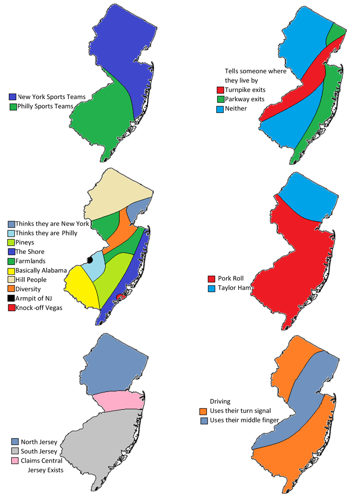 6 ways to divide New Jersey  #map #maps