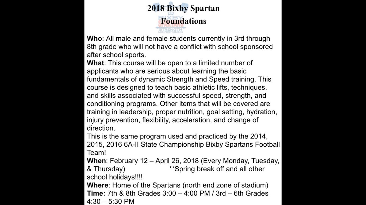 Bixby Spartan Football Camps tweet media