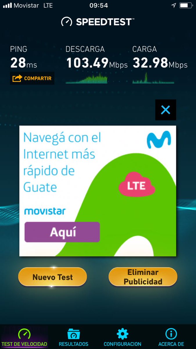 OSMANROC's tweet photo. La velocidad de la mejor red LTE de Guatemala, la red LTE de MOVISTAR en el #TICForum2018 https://t.co/Q3TAlq2wcX